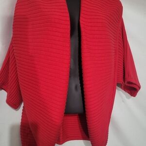 Grace Elements Vibrant Red Ribbed Open-Front Cardigan